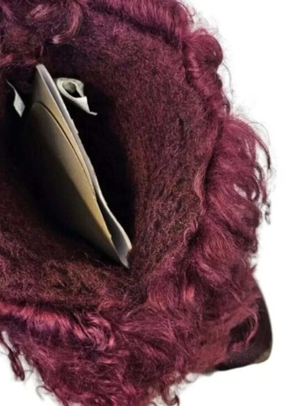 Bearpaw Boetis II Burgundy Curly Lamb Fur Sheepskin Lined Mongolian Boots 7 NEW